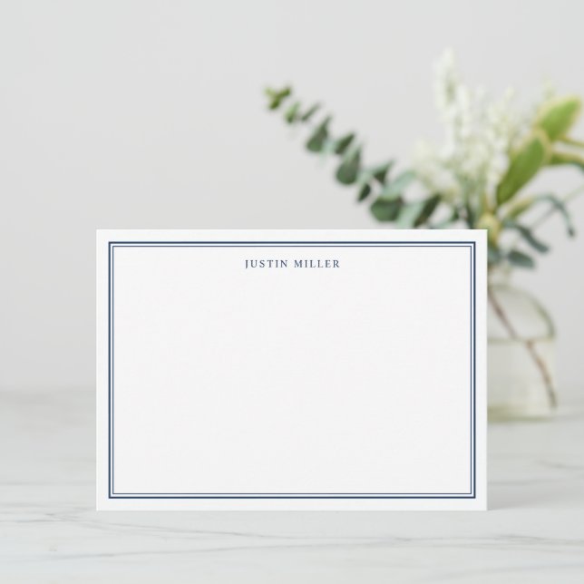 Simple Border Navy Blue, Medium Personalised Card (Standing Front)