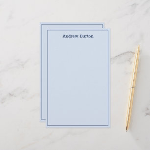 Simple Border Personalised Stationery Paper   Blue