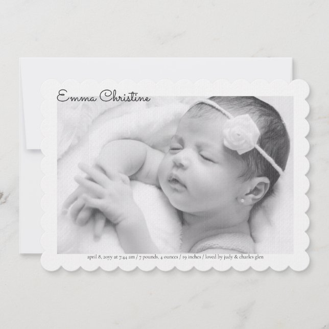 Simple Border Photo Birth Announcement (Front)