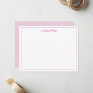 Simple Border Pink Script Personalised Card