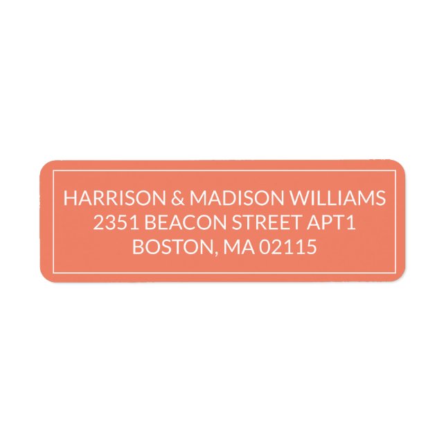 Simple Border salmon white Return Address Label (Front)
