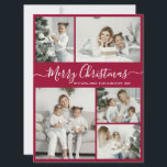 Simple Bordo White 5 Photo Collage Christmas Holid Holiday Card<br><div class="desc">Simple, Elegant Calligraphy Burgundy and White 5 Photo Collage Merry Christmas Script Holiday Card. This festive, minimalist, whimsical five (5) photo holiday greeting card template features a pretty grid photo collage and says „Merry Christmas”! The „Merry Christmas” greeting text is written in a beautiful hand lettered swirly swash-tail font type...</div>