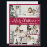 Simple Bordo White 5 Photo Collage Christmas Holiday Card<br><div class="desc">Simple, Elegant Calligraphy Burgundy and White 5 Photo Collage Merry Christmas Script Holiday Card. This festive, minimalist, whimsical five (5) photo holiday greeting card template features a pretty grid photo collage and says „Merry Christmas”! The „Merry Christmas” greeting text is written in a beautiful hand lettered swirly swash-tail font type...</div>