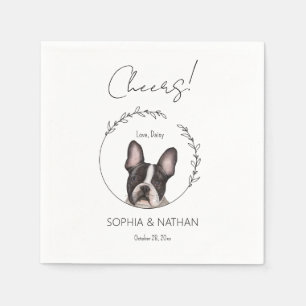 Simple Boston Terrier Dog Wedding Cocktail  Napkin