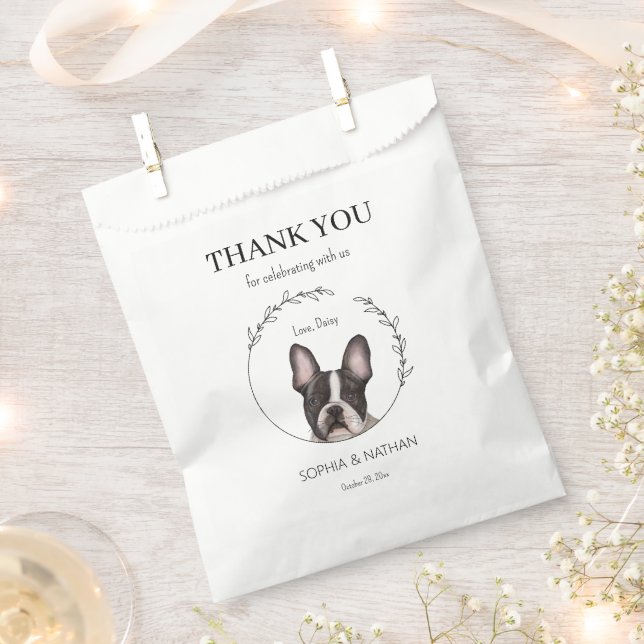 Simple Boston Terrier Wedding Thank You Favour Bag (Clipped)