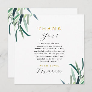 Simple Botanical 15th Birthday Thank You  Invitation
