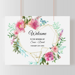 Simple Botanical and Floral Welcome Wedding Poster