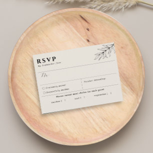 Simple Botanical Beige Black Meal Choice RSVP Card