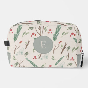 Simple Botanical Berries Pattern Monogram Dopp Kit
