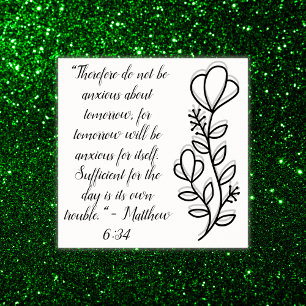 Simple Botanical Black and White Bible Verse   Poster