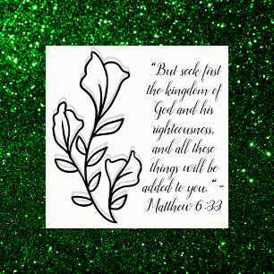 Simple Botanical Black and White Bible Verse   Poster