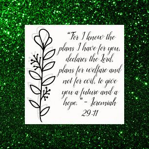 Simple Botanical Black and White Bible Verse   Poster