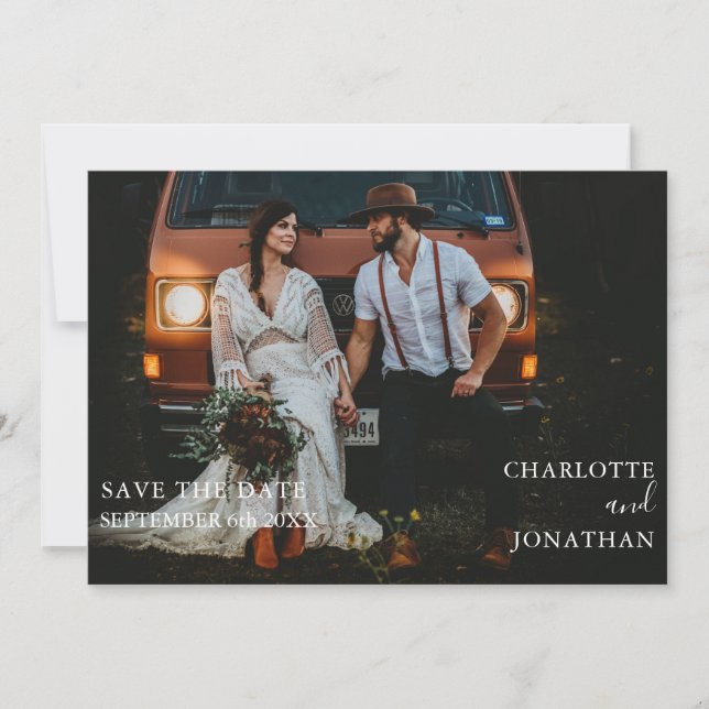 Simple Botanical Bohemian Terracotta Photo Weddin Save The Date (Front)