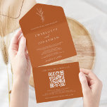 Simple Botanical Bohemian Terracotta Wedding All In One Invitation<br><div class="desc">Simple Botanical Bohemian Terracotta Wedding All in One Invitation</div>