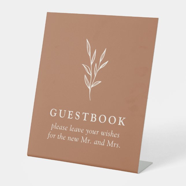 Simple Botanical Burnt Orange Guestbook Sign (Front)