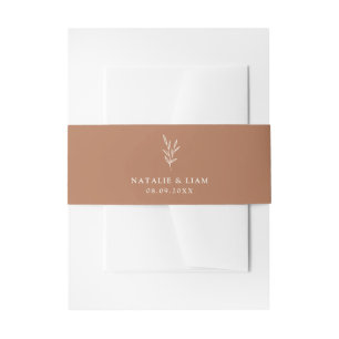 Simple Botanical Burnt Orange Wedding Invitation B Belly Band
