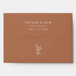 Simple Botanical Burnt Orange Wedding Invitation E Envelope