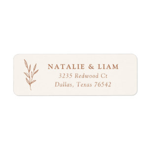 Simple Botanical Burnt Orange Wedding Invitation L Return Address Label