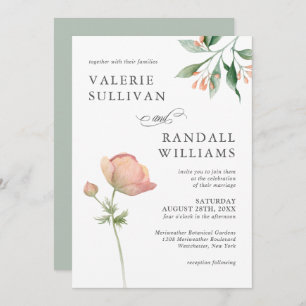Simple Botanical Elegant Floral Wedding Invitation