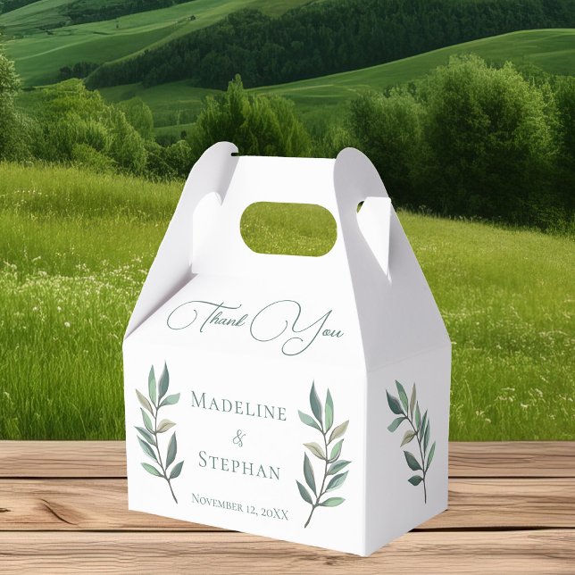 Simple Botanical Eucalyptus Leaf Chic Fall Wedding Favour Box (Creator Uploaded)