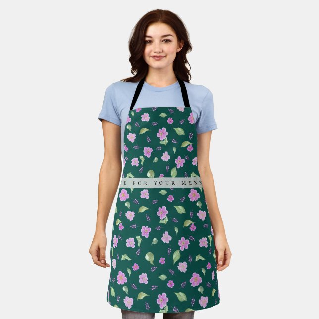 Simple Botanical Floral Pattern Apron (Worn)