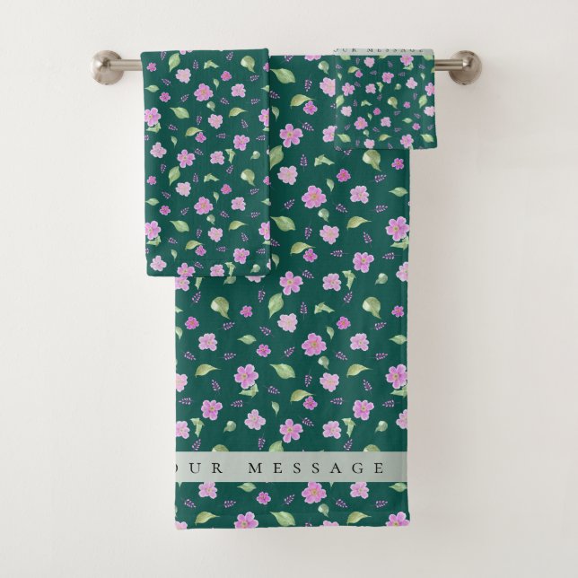 Simple Botanical Floral Pattern Bath Towel Set (Insitu)