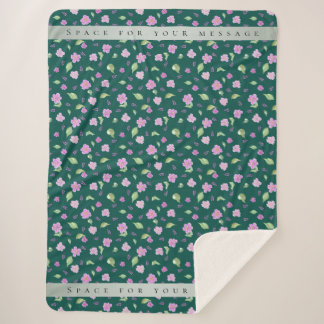 Simple Botanical Floral Pattern Sherpa Blanket