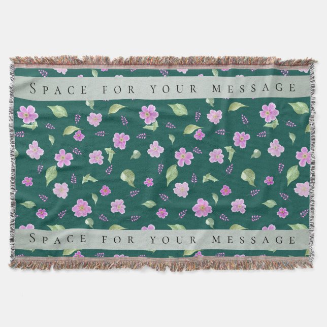 Simple Botanical Floral Pattern Throw Blanket (Front)