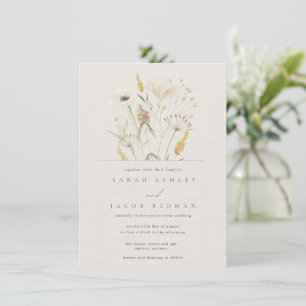 Simple Botanical Floral Wedding Invitation
