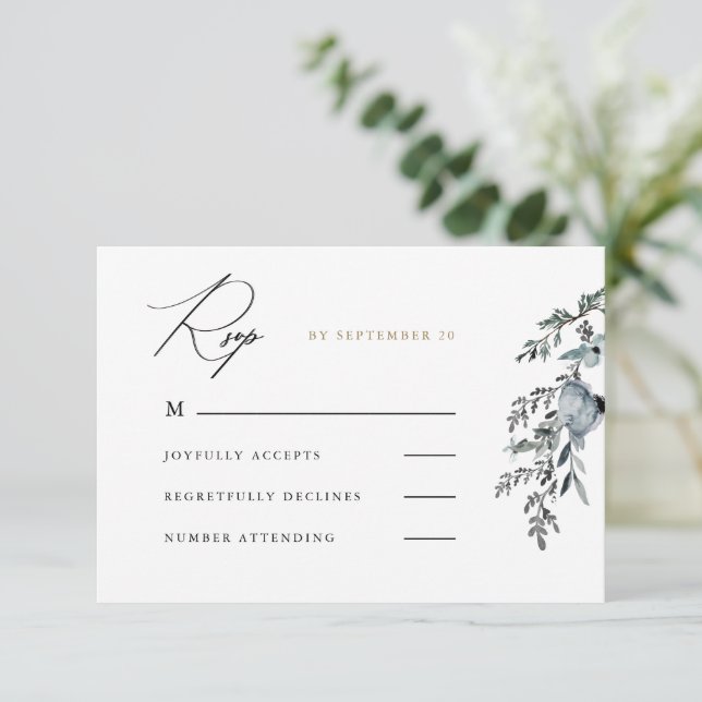 Simple Botanical Foliage Wedding Rsvp Card (Standing Front)