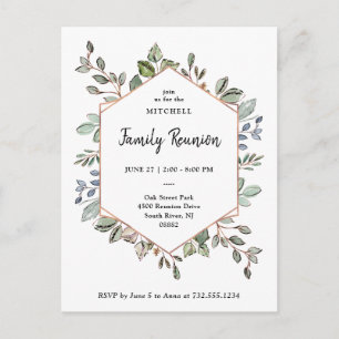 Simple Botanical Geometric   Family Reunion Postcard