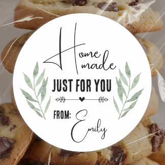 Simple Botanical Leaf Homemade Classic Round Sticker