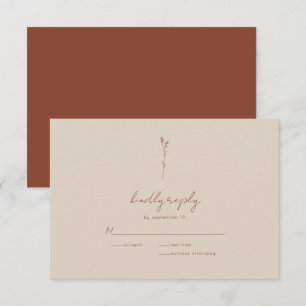 Simple Botanical Line Art Boho  RSVP Card