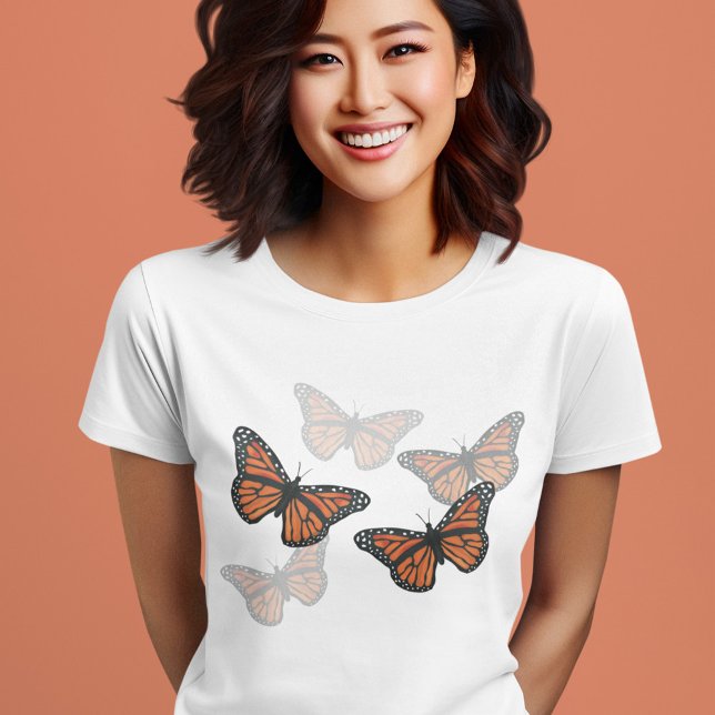 Simple Botanical Monarch Butterflies T-Shirt (Monarch butterflies t shirt design. )
