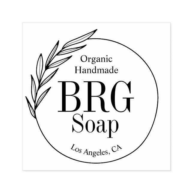 Simple Botanical Monogram Organic Handmade Soap  Rubber Stamp (Imprint)