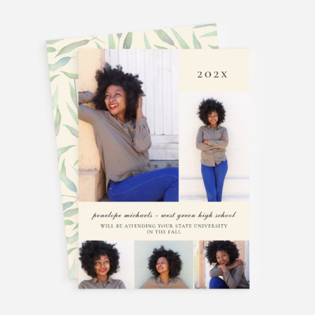 Simple Botanical Photo Collage Graduation Party Invitation (Creator Uploaded)