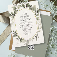 Simple Botanical RSVP QR Code Ivory Green Wedding