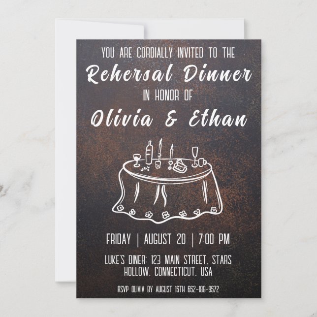 simple botanical rustic rehearsal dinner invitation (Front)