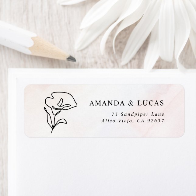 Simple Botanical Rustic Wedding Return Address Return Address Label (Insitu)