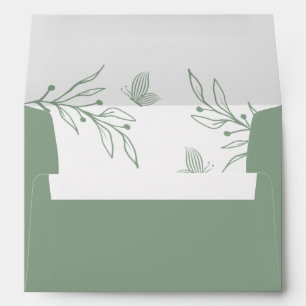 Simple botanical sage green wedding envelope