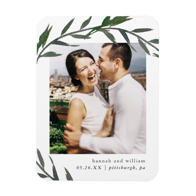 Simple Botanical Save the Date Wedding Photo Magnet (Vertical)