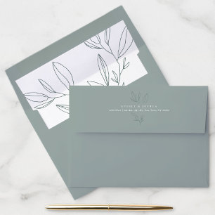 Simple Botanical Stem Green Return Address Envelope