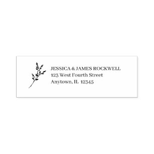 Simple Botanical Stem Return Address Label Self-inking Stamp