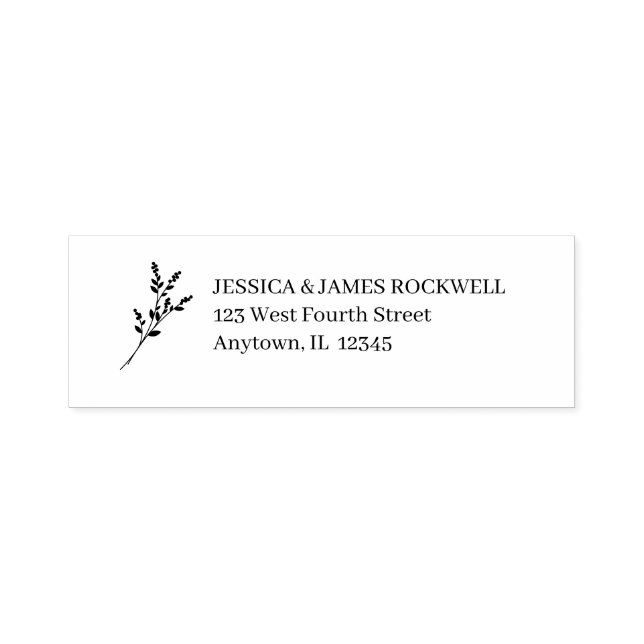 Simple Botanical Stem Return Address Label Self-inking Stamp (Design)