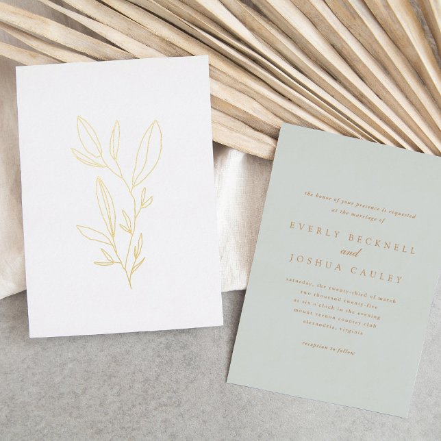Simple Botanical Stem Wedding Logo Gold (Creator Uploaded)
