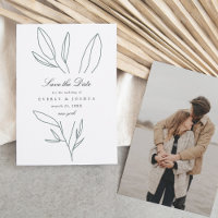 Simple Botanical Stem Wedding Save the Date