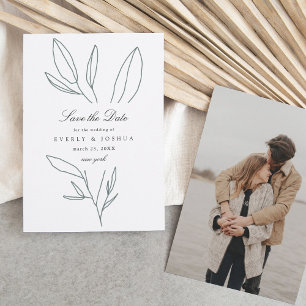 Simple Botanical Stem Wedding Save the Date Invitation