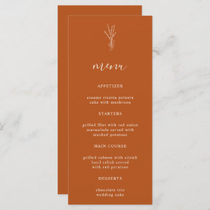 Simple Botanical Terracotta Wedding Dinner Menu
