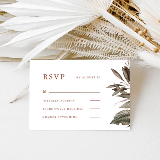 Simple Botanical Terracotta Wedding Rsvp Card (Creator Uploaded)