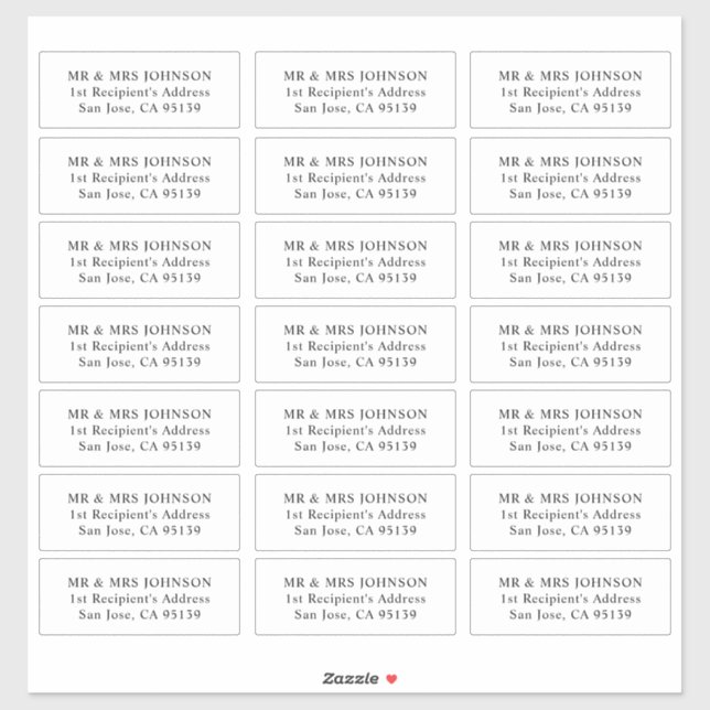 Simple Botanical Wedding Guest Address Labels  (Sheet)